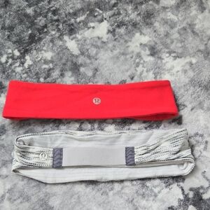 lululemon athletica Reversible Dark Pink and White/Gray Headbands